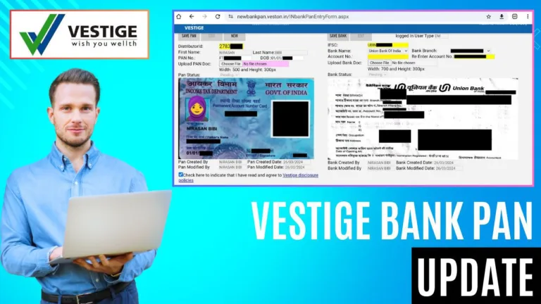 Vestige bank pan update | वेस्टीज पैन और खाता अपडेट | step by step